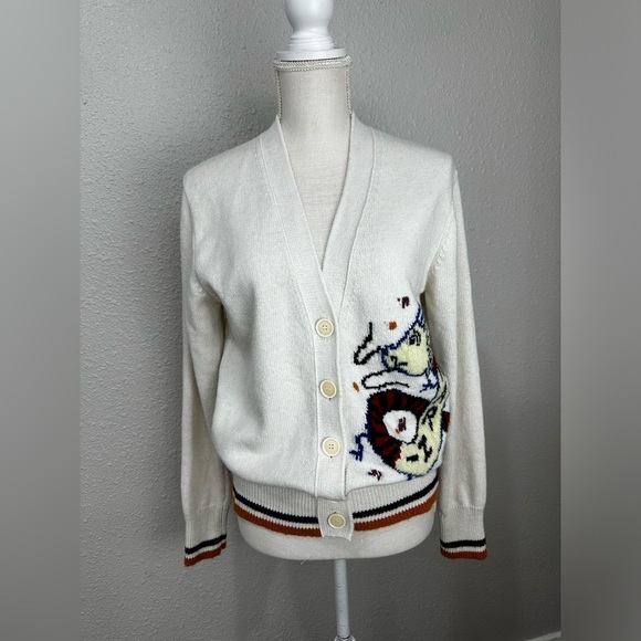 Marni  WOOL-CASHMERE BLEND CARDIGAN WITH JACQUARD DRAGON size S-M - Picture 3 of 14